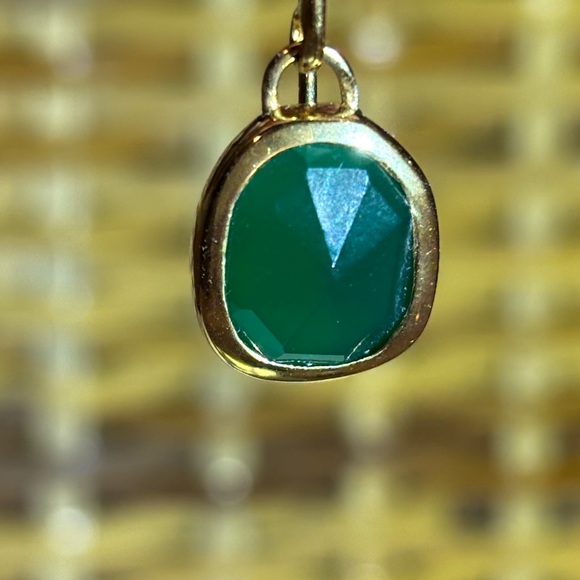 Monica Vinader Gold Plated Vermeil Silver Siren Green Onyx Drop Earrings - Picture 6 of 14